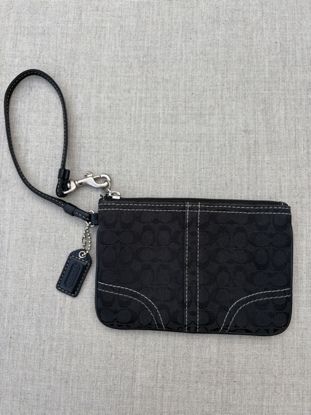 Coach Black Signature Canvas Wristlet with Strap